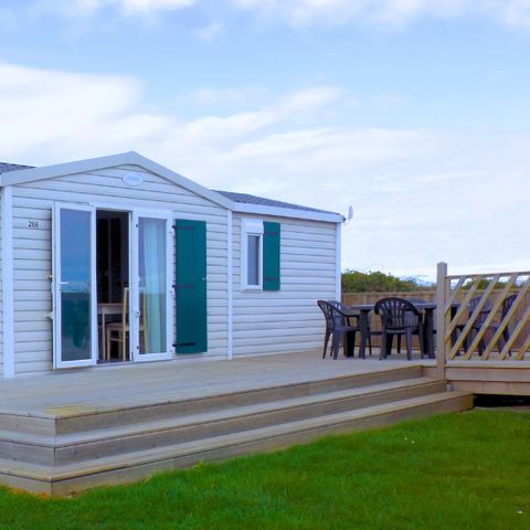 Mobilheim 6 Personen - Premium-Mobilheim 40 m² (3 Schlafzimmer) + Terrasse – Meerblick, für 6 Personen