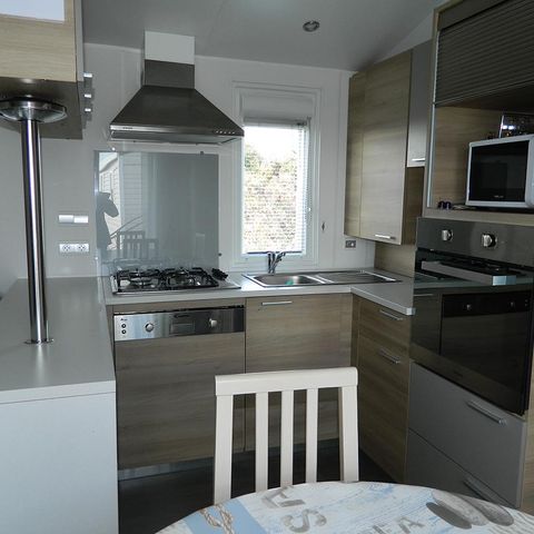 Mobilheim 6 Personen - Premium-Mobilheim 40 m² (3 Schlafzimmer) + Terrasse – Meerblick, für 6 Personen
