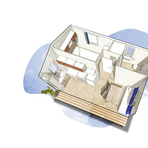 Mobilheim 4 personen - „Confort“ - 20 m² - 1 Schlafzimmer - Terrasse - Für 2–4 Personen