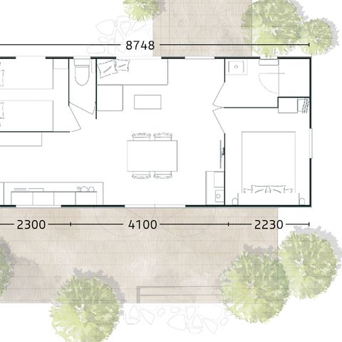 Mobilheim 6 personen - 33 m² - 2 Schlafzimmer - Terrasse für 4–6 Personen
