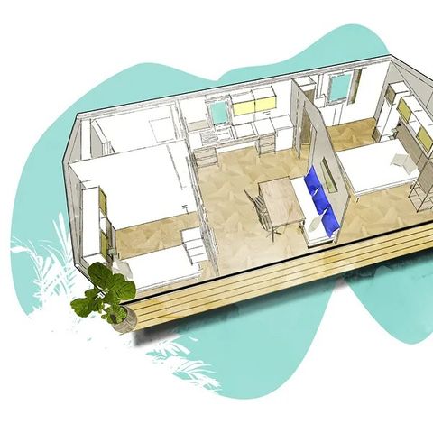 Mobilheim 6 personen - „PMR Premium“ 31 m² - 2 Schlafzimmer - Terrasse für 4–6 Personen