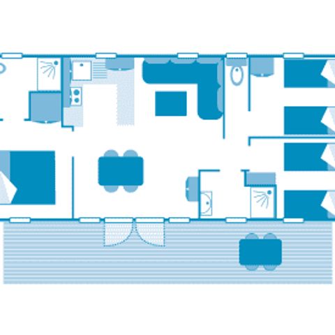 Mobilheim 5 Personen - Cottage Roselière 6p 3ch 2SdB Premium
