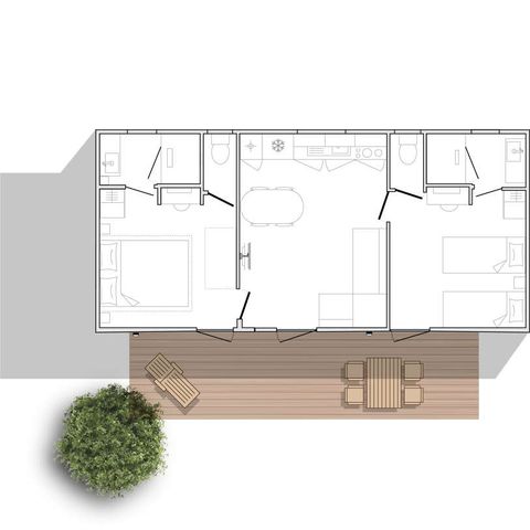 Mobilheim 4 Personen - Sunêlia Prestige 33m²,4pl - 2 Schlafz.