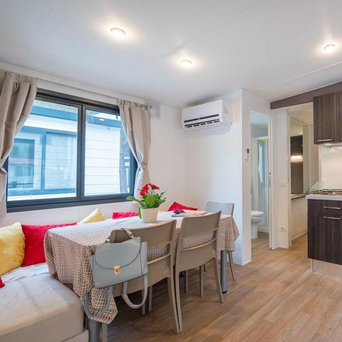 Mobilheim 6 personen - Premium | 3 Schlafz. | 6 Pers. | Erhöhte Terrasse | Klimaanlage | TV