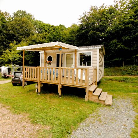 Mobilheim 2 Personen - Komfort 18m² 1 Zimmer + halboffene Terrasse + TV