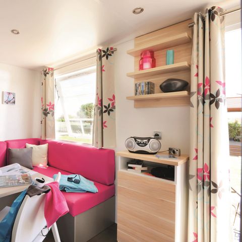 Mobilheim 2 Personen - Komfort 18m² 1 Zimmer + halboffene Terrasse + TV