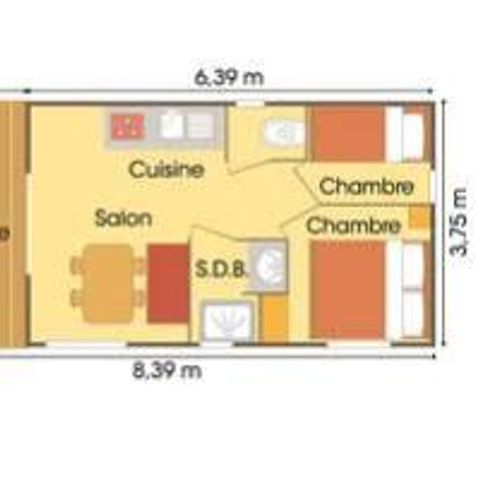 Chalet 4 Personen - Bois Confort 24m² 2 Zimmer + überdachte Terrasse + TV 4 Pers.
