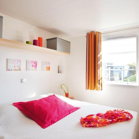 Mobilheim 4 Personen - Komfort 27m² 2 Zimmer darunter halboffene Terrasse 18m² + TV