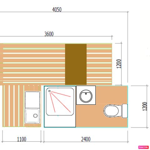 Stellplatz - Pauschale Premium: Stellplatz 6A, ausgestattet mit einem Freecamp (Hütte mit Sanitäranlagen)