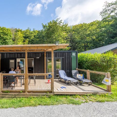 Mobilheim 6 Personen - Homeflower Premium 35m² (3 Schlafzimmer) + KLIMA + halbüberdachte Terrasse + TV + Bettwäsche + Handtücher