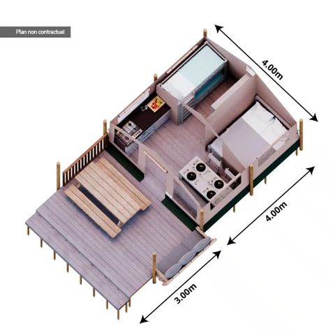 Safarizelt 4 Personen - KABINE AUF PILOTIS (4 Personen)