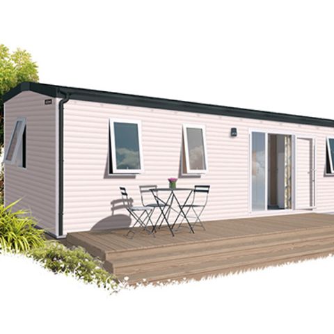 Mobilheim 6 Personen - Premium 35m² 3 Schlafzimmer + Klimaanlage + TV + LV + überdachte Terrasse