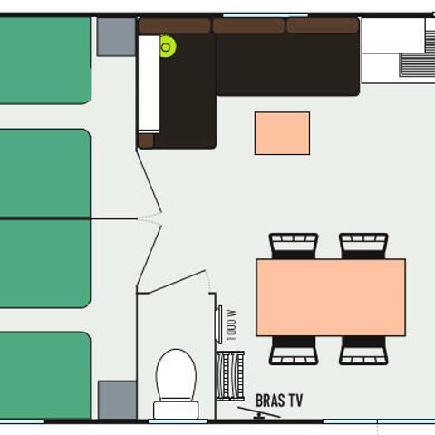 Mobilheim 6 Personen - 4 Zimmer 6 Personen + TV