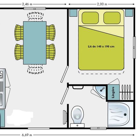 Mobilheim 5 Personen - Eco 2 Zimmer 5 Personen