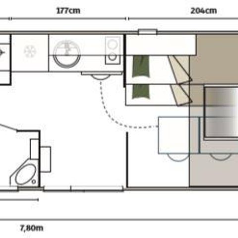 Safarizelt 4 Personen - Coco Chrono 20m² - 2 Zimmer mit Sanitäranlagen 1/4 pers.
