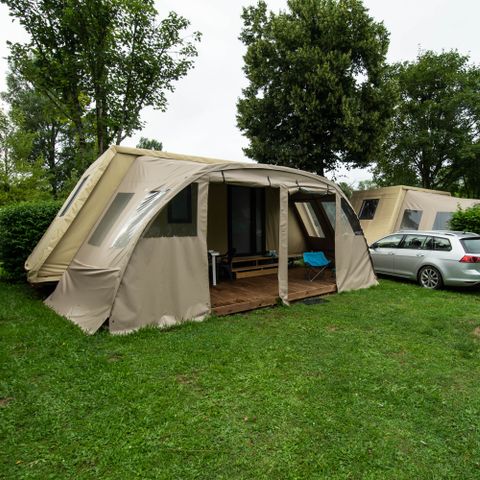 Safarizelt 4 Personen - Coco Chrono 20m² - 2 Zimmer mit Sanitäranlagen 1/4 pers.