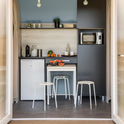 Safarizelt 4 Personen - Coco Chrono 20m² - 2 Zimmer mit Sanitäranlagen 1/4 pers.