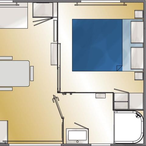 Bungalow 6 Personen - Bungalow Kastanie 32 m² mit Holzterrasse