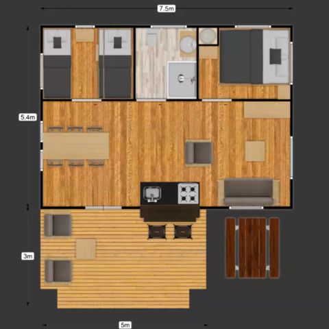 Zelt 5 personen - Luxury Lodge 3 Zimmer 4/5 Personen