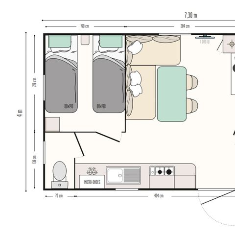 Mobilheim 4 Personen - für 4 Personen in Zone R