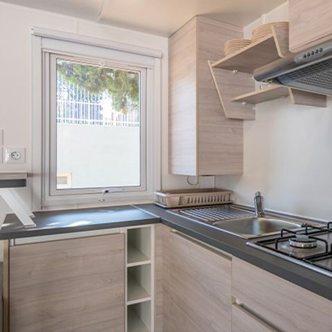 Mobilheim 6 Personen - Comfort XL | 3 Zi. | 6 Pers. | Erhöhte Terrasse | Klima.