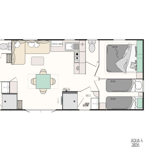 Mobilheim 8 Personen - Mobilheim Confort+ 8 Personen 4 Schlafzimmer 2 Bäder