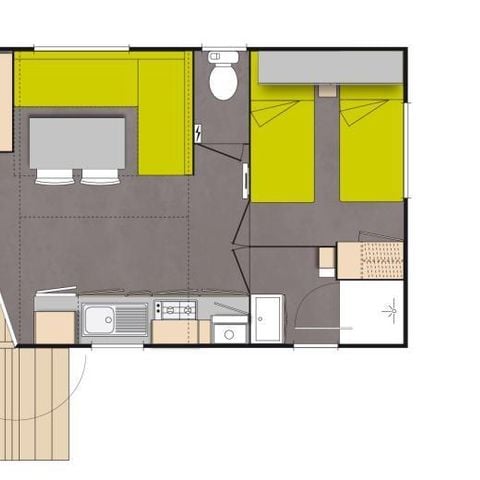 Mobilheim 4 Personen - Créole 32 m² - 3 Zimmer - 2 Schlafzimmer - Privater Jacuzzi - Klimaanlage