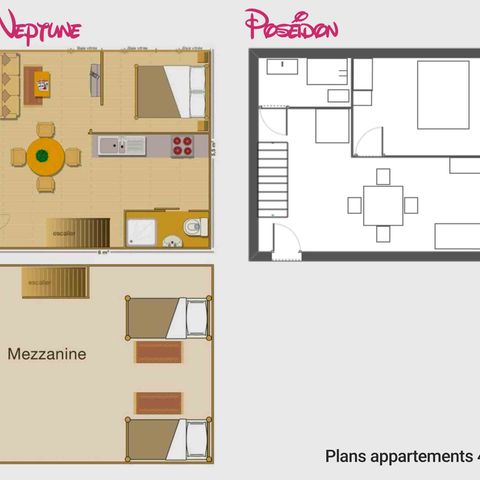 Apartement 4 Personen - 3-Zimmer-Wohnung Mezzanine 45m² - 2 Schlafzimmer - Klimaanlage und TV - Meer- und Poolblick