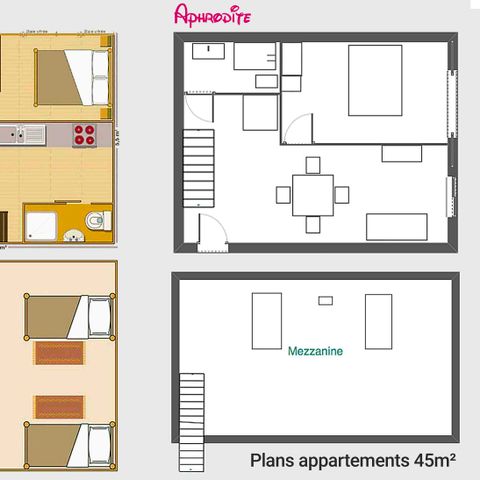 Wohnung 4 personen - 3-Zimmer-Wohnung Startseite 45 m² - 2 Schlafzimmer - Klimaanlage und TV