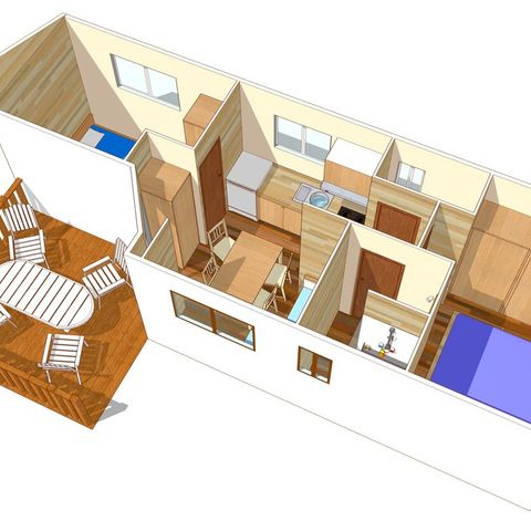 Mobilheim 4 personen - Classic XL | 2 Zi. | 4 Pers. | Einfache Terrasse