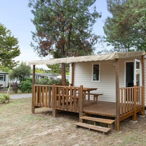Mobilheim 4 personen - Premium | 2 Zi. | 4 Pers. | Erhöhte Terrasse | 2 Bäder | Klim.