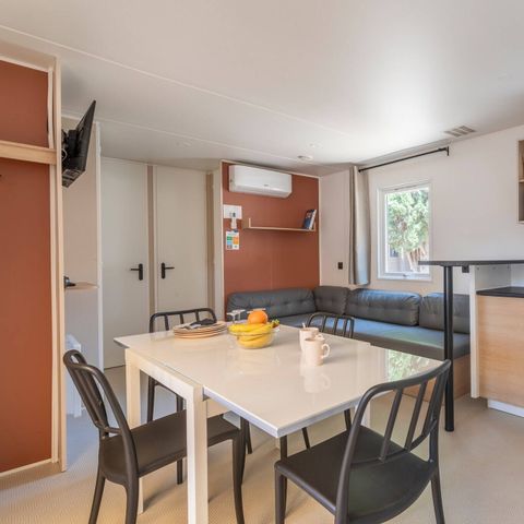 Mobilheim 6 Personen - Mobilheim | Premium | 3 Zi. | 6 Pers. | Hochterrasse | 2 Bäder | Klimaanlage | TV