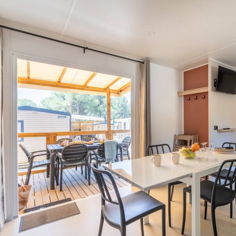 Mobilheim 6 Personen - Mobilheim | Premium | 3 Zi. | 6 Pers. | Hochterrasse | 2 Bäder | Klimaanlage | TV