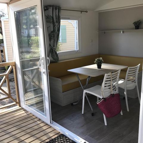 Mobilheim 4 Personen - Mobilheim Komfort 28m² - Klimaanlage + tv + überdachte Terrasse