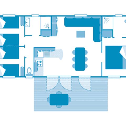 Mobilheim 6 Personen - Cottage 6p 3ch 2SdB Klimaanlage ****