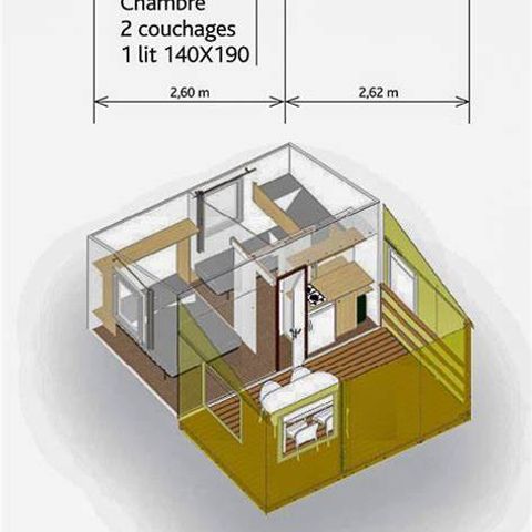 Mobilheim 4 Personen - Rapid home Standard 20m² (2 Schlafzimmer, max. 3 Erwachsene + 1 Kleinkind) ohne Sanitäranlagen