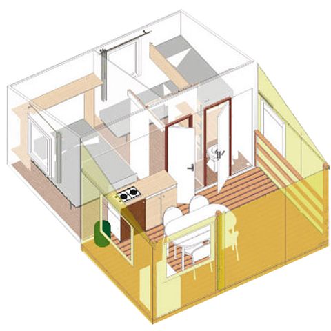Mobilheim 5 Personen - Rapid'home Standard 20 m² (2 Zimmer, max. 4 Erwachsene + 1 Kleinkind)