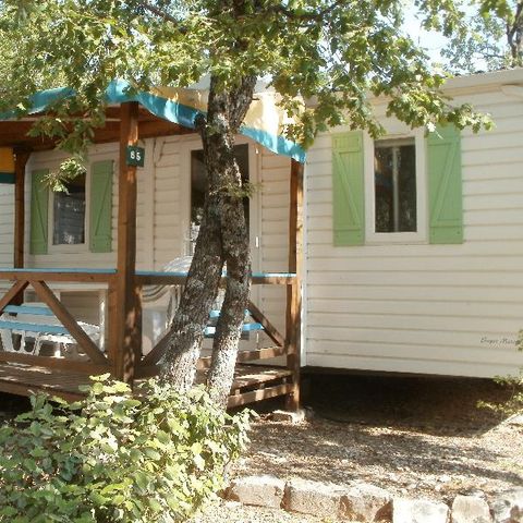 Mobilheim 4 Personen - Komfort 26m² (2 Zimmer) + überdachte Terrasse 10m².