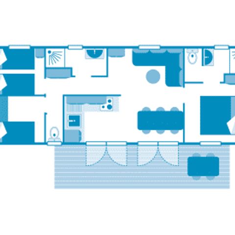 Mobilheim 6 Personen - Cottage Pouncho 6p 3ch 2sdb **** clim