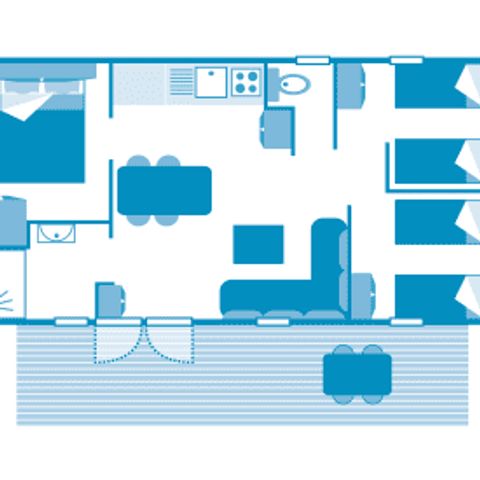 Mobilheim 6 Personen - Cottage Coquelicot 6p 3ch 1sdb ***