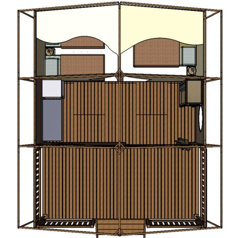 Safarizelt 5 Personen - Zeltbungalow CANADA 2 Zimmer + überdachte Terrasse