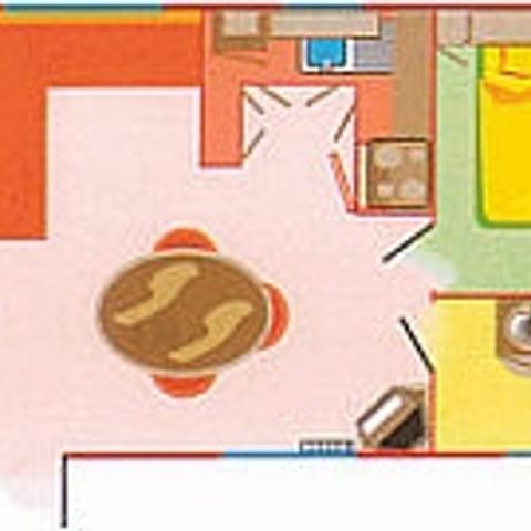 Mobilheim 5 Personen - Residenz LOUISIANE Komfort 2 Zimmer mit überdachter Terrasse + TV