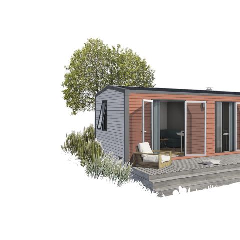 Mobilheim 5 Personen - Cottage Premium 2 Zimmer mit überdachter Terrasse + Klimaanlage + TV + Geschirrspüler