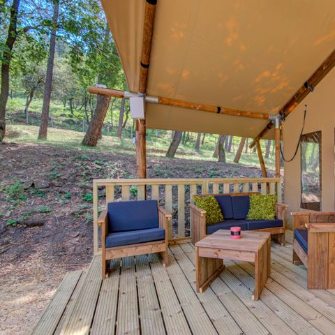 SafariZelt 6 Personen - PREMIUM LODGE HOLZ UND STOFF