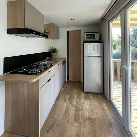 Mobilheim 4 Personen - Premium 29 m² 2 Zimmer halbüberdachte Terrasse + Klimaanlage + LV L