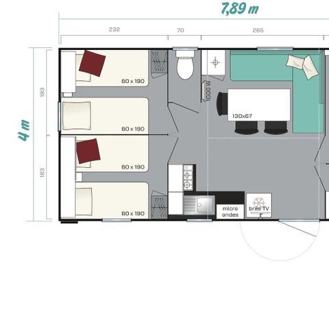 Mobilheim 6 Personen - Mobilheim Titania 3 Zimmer