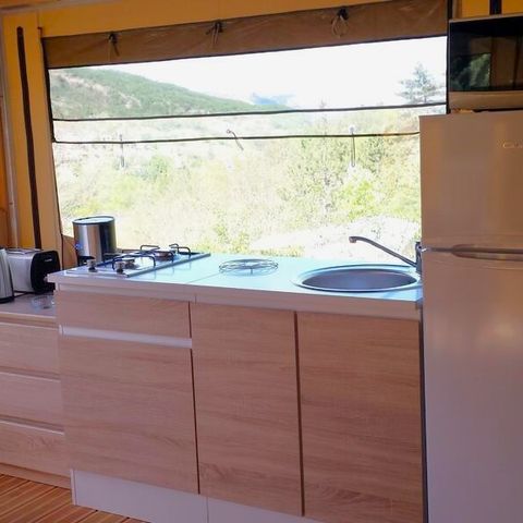 Zelt 5 Personen - Zelt Ciela Nature Lodge SPA - 3 Schlafzimmer - Voll ausgestattete Küche - Badezimmer