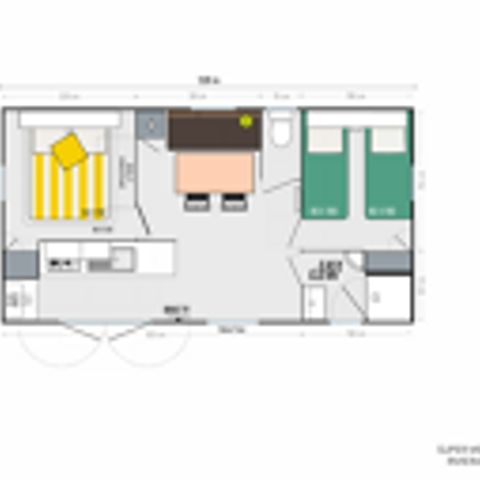 Mobilheim 4 Personen - Komfort plus Klimaanlage 26m² TV 2 CH