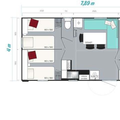Mobilheim 6 Personen - Komfort Plus Klimaanlage TV 31 m² - 3CH s