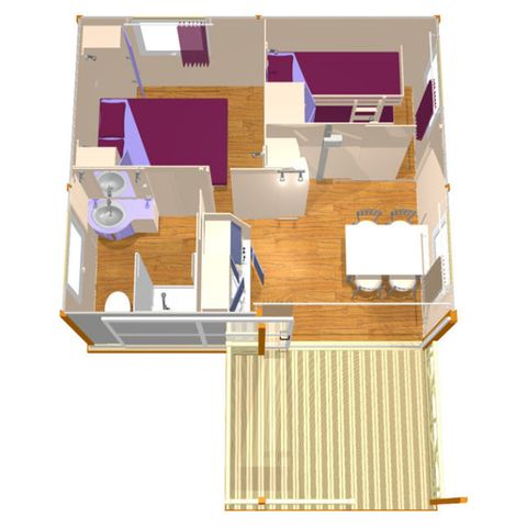 Chalet 4 Personen - Klassisches Chalet Eiche 2 Schlafz. Garten